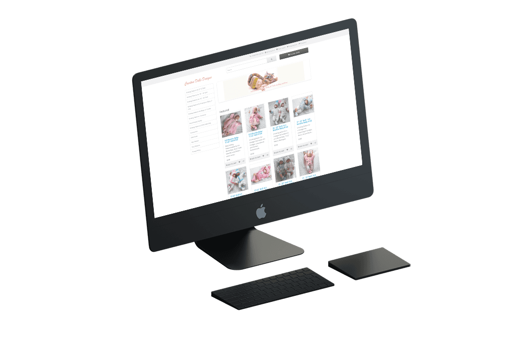 Home Page screen shot of a Open Cart hosting for Creative Dolls Designs by web development Tea Powered Projects