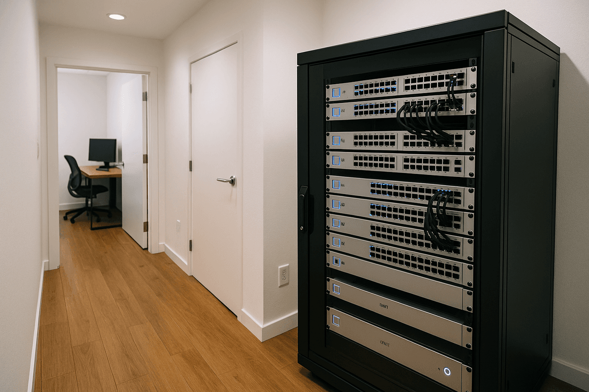 Server rack in a small business office