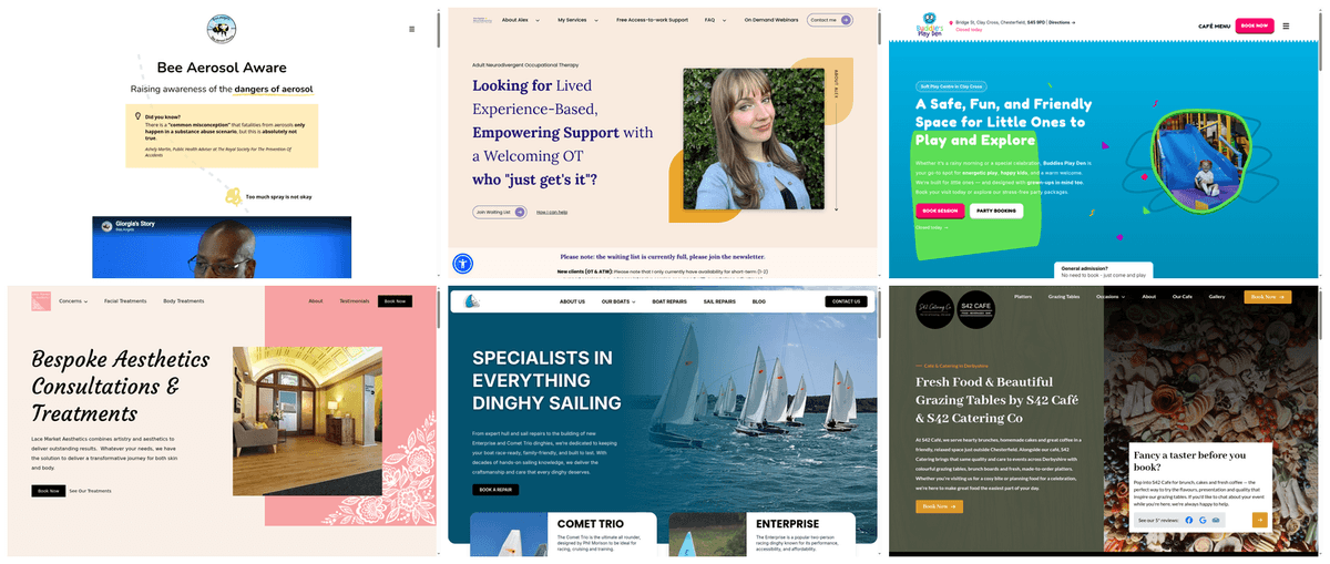 Tea Powered Projects portfolio of managed client websites