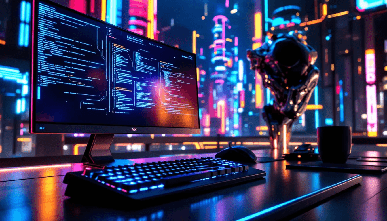 A stylised photo of a vibe coding setup