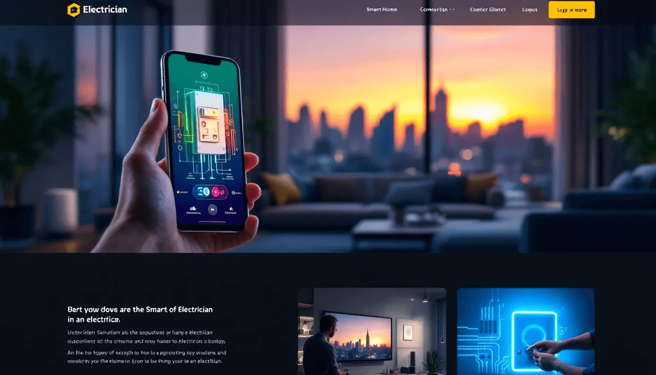 Examples of effective use of images and videos on electrician websites.