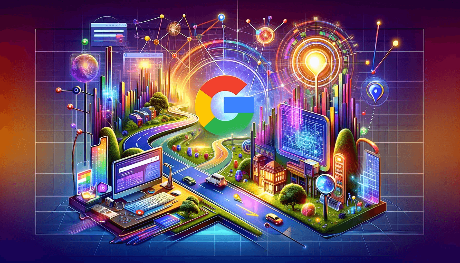 Montage encapsulating the journey of optimising Google My Business listings, from setup to ongoing management.