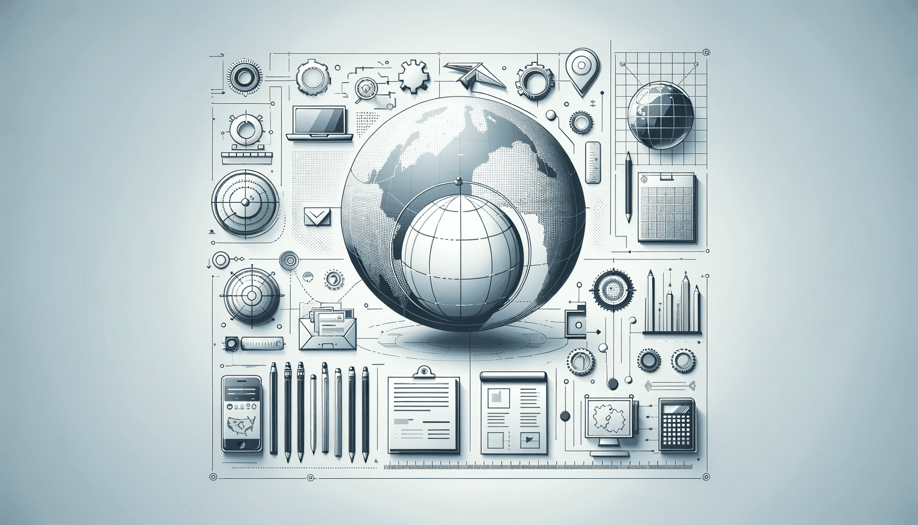 Image depicting the final stages of website development, with a launch button and testing graphs
