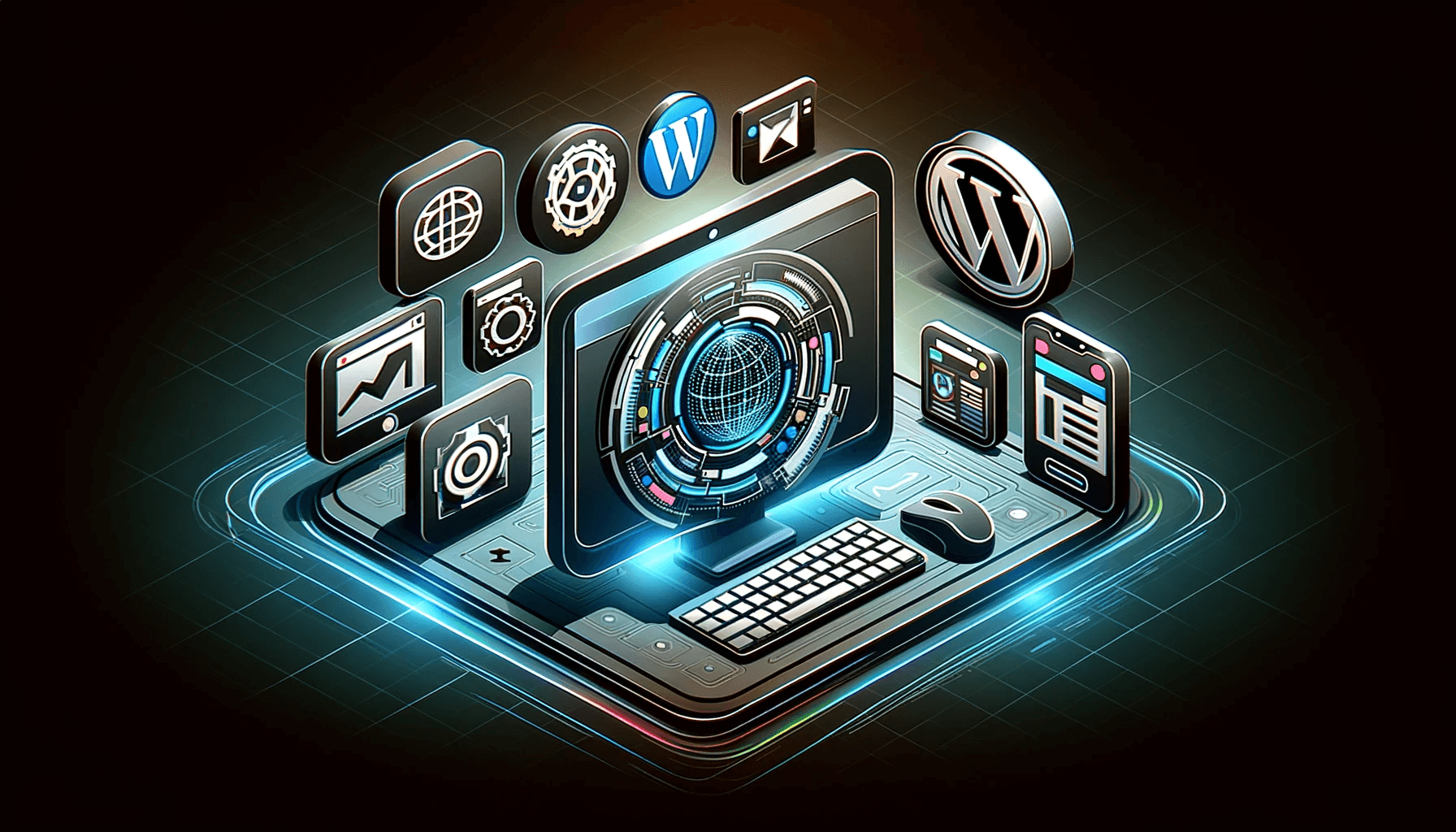 Graphic of various web technologies and platforms, highlighting the choice in website development.