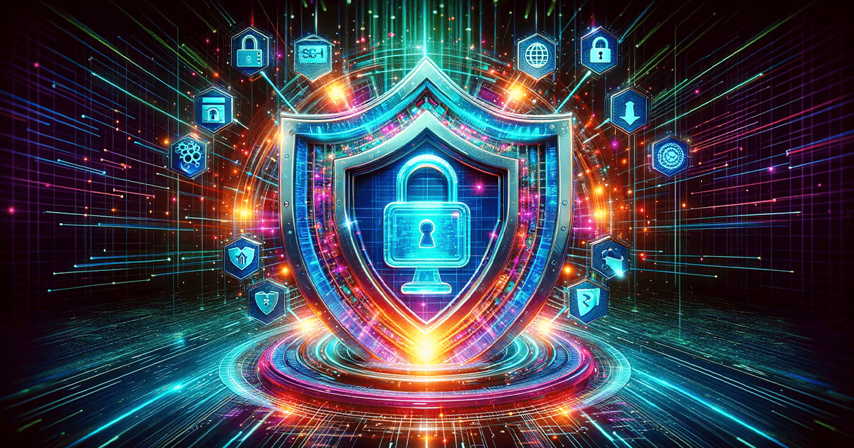 Illustration of a secure website shielded by advanced hosting services