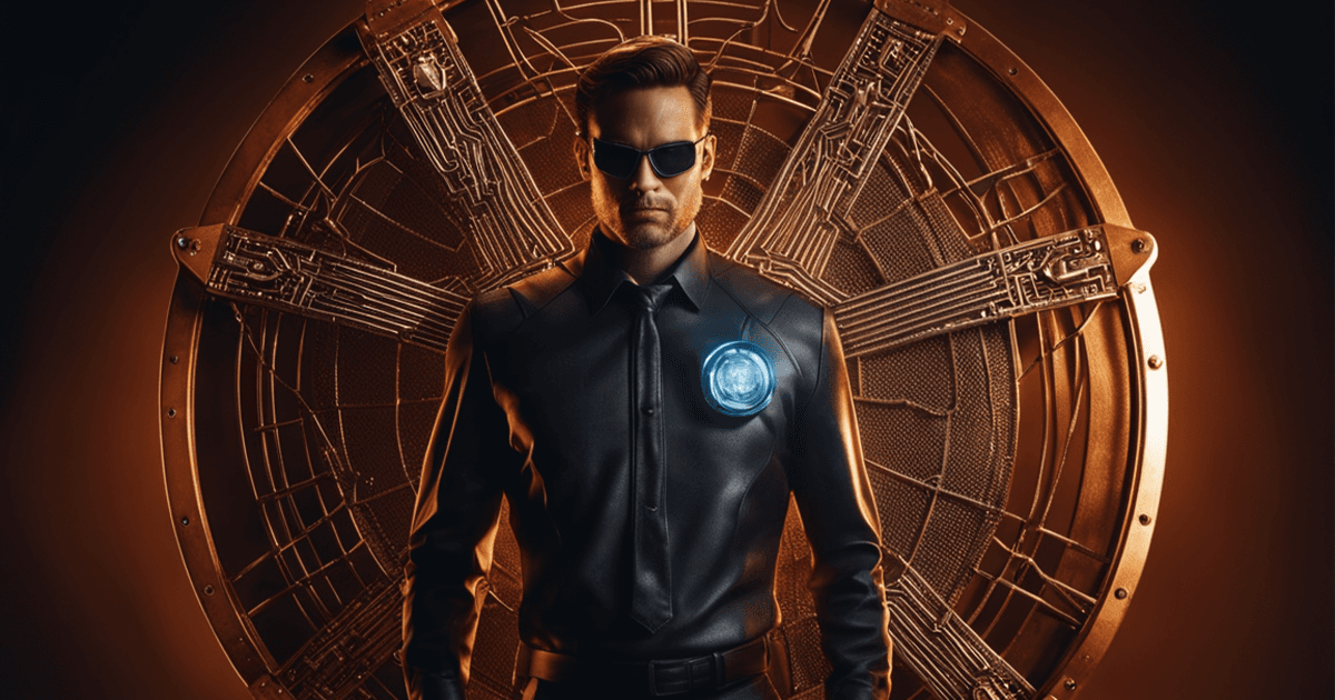 Illustration of a web developer with security shield representing cybersecurity trends in 2023