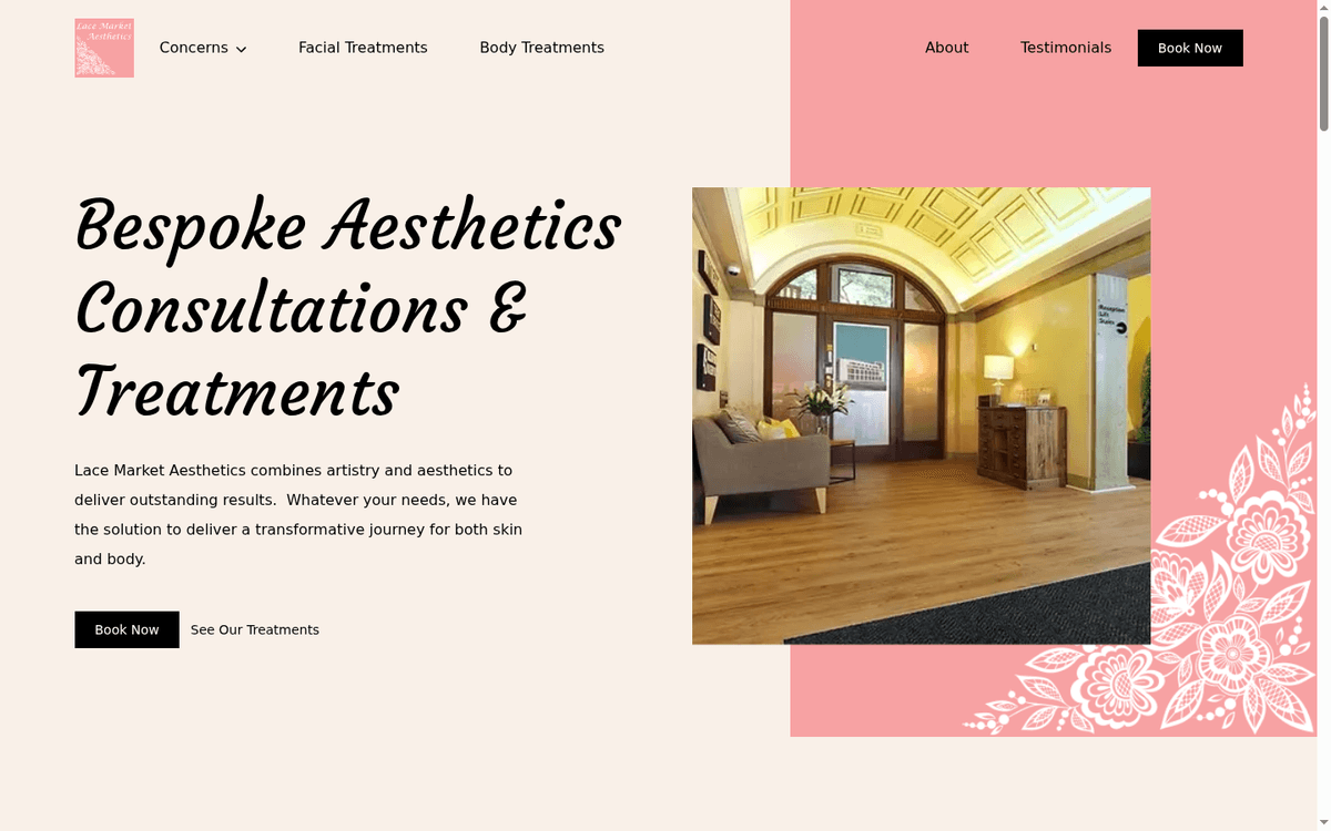 Lace Market Aesthetics website design
