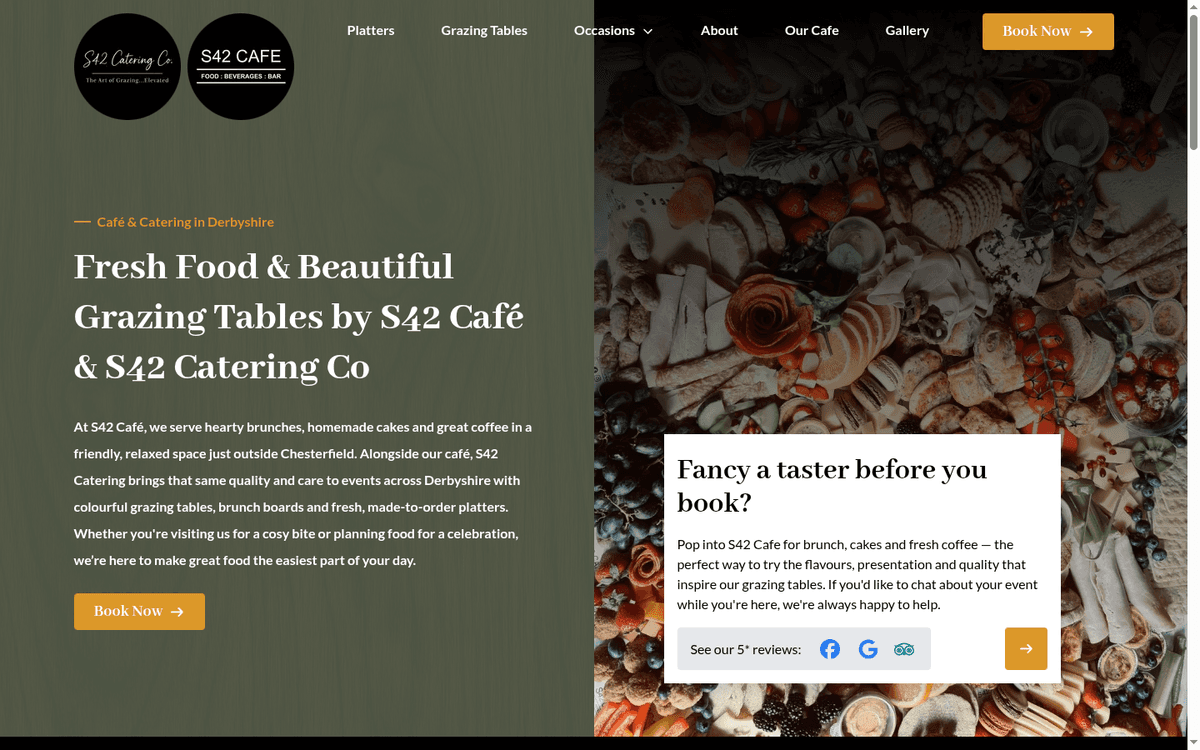 S42 Cafe and Catering website