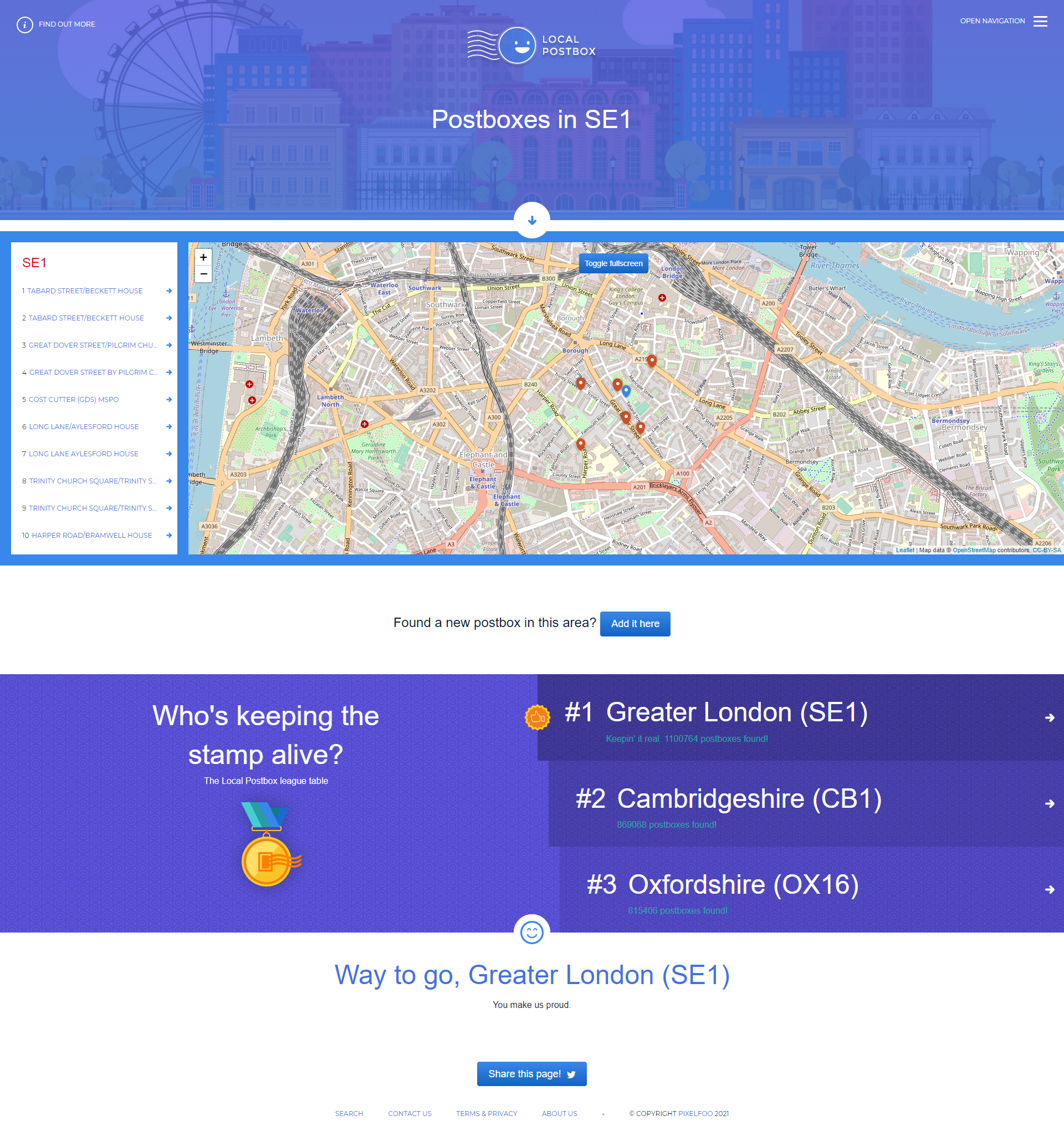 A Postbox finder web Development project by Tea Powered Projects