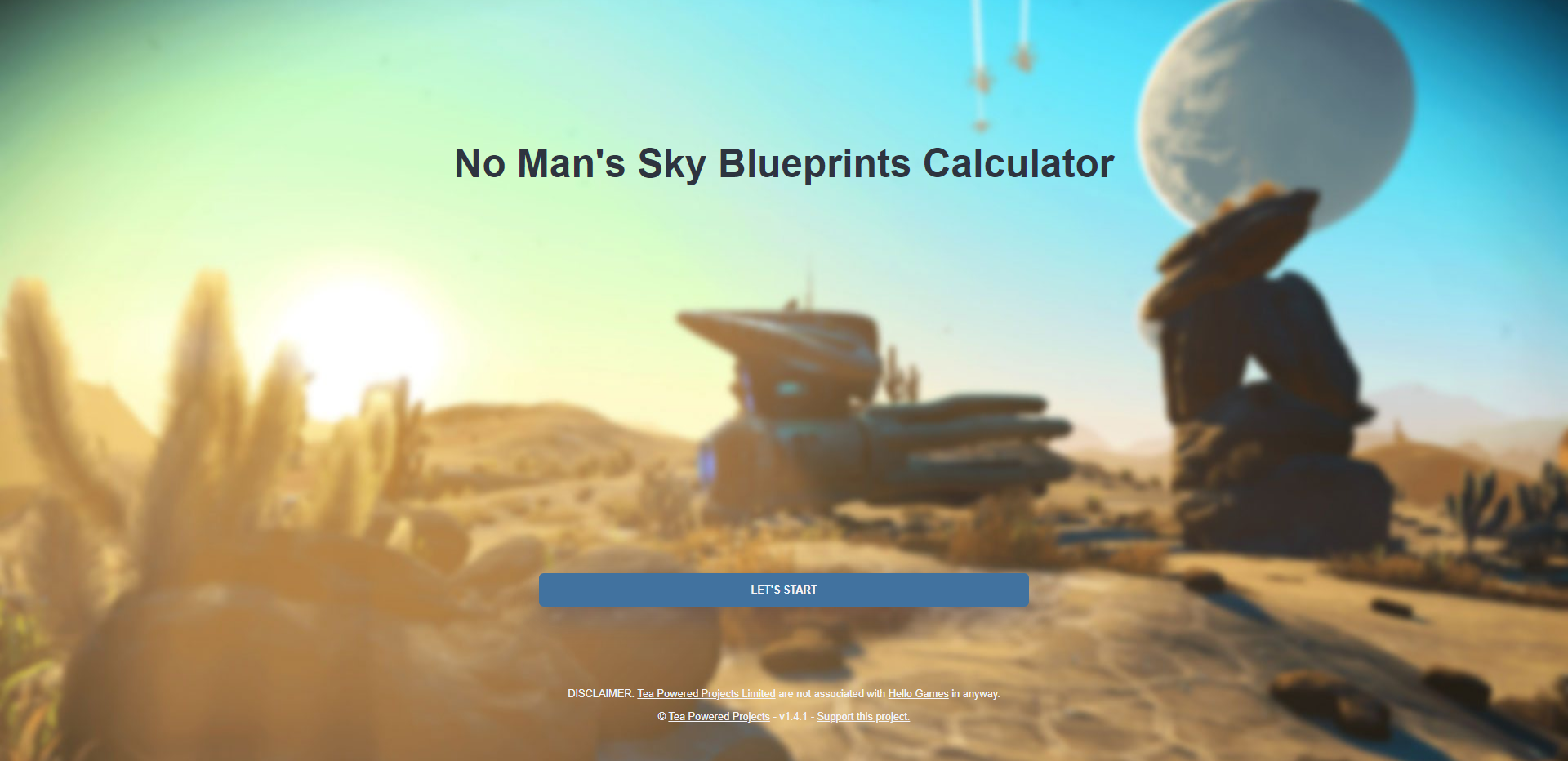 A No Man Sky Calculator Development project by Tea Powered Projects